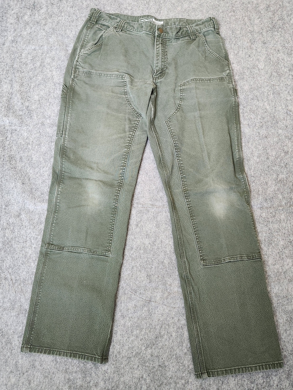 Carhartt Duck Double Knee Pants Men's 36x34 Green Relaxed Fit Rugged Flex Work
